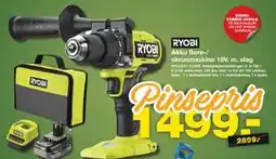 Bauhaus RYOBI Akku Bore-/ skruemaskine 18V. m. slag tilbud