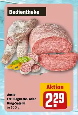 REWE DE Aoste frz. baguette- oder ring-salami tilbud