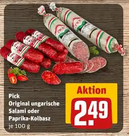 REWE DE PICK Original ungarische salami oder paprika-kolbasz tilbud