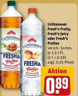 REWE DE Lichtenauer Fresh'n Fruity, Fresh'n Juicy oder Fresh'n Fruitea tilbud