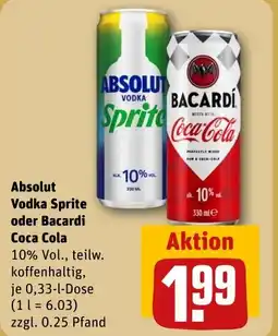 REWE DE MIXED WITH Vodka Sprite oder Bacardi Coca Cola tilbud