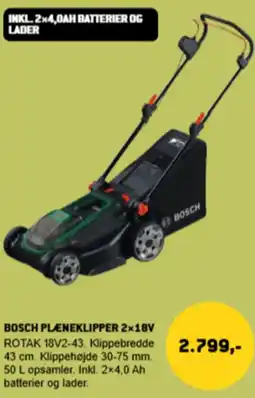 XL-BYG Bosch plæneklipper 2×18v tilbud