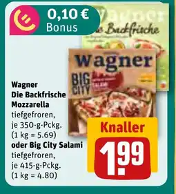 REWE DE Wagner Die Backfrische Mozzarella oder Big City Salami tilbud