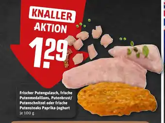 REWE DE Frischer putengulasch, frische putenmedaillons, putenbrust/ putenschnitzel oder frische putensteaks paprika-joghurt tilbud