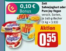 REWE DE Zott Sahnejoghurt oder Pure Joy Vegan tilbud
