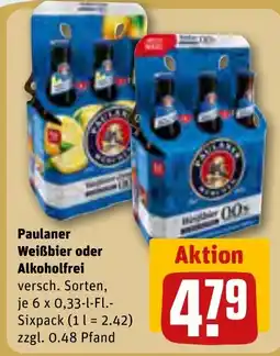 REWE DE Paulaner weißbier oder alkoholfrei tilbud