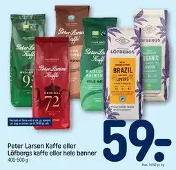 REMA 1000 Peter Larsen Kaffe eller Löfbergs kaffe eller hele bønner tilbud