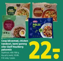 Coop 365 Coop biksemad, chicken tandoori, bami goreng eller Steff Houlberg pølsemix tilbud
