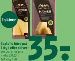 Coop 365 Castello hård ost i styk eller skiver tilbud