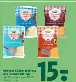 Coop 365 Karolines Køkken revet ost eller mozzarella i tern tilbud