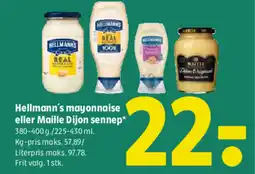 Coop 365 Hellmann's mayonnaise eller Maille Dijon sennep tilbud