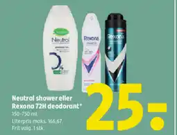 Coop 365 Neutral shower eller Rexona 72H deodorant tilbud