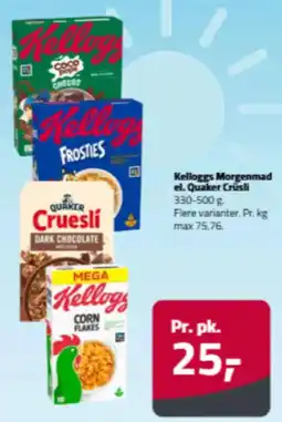 Fleggaard Kelloggs Morgenmad el. Quaker Crusli tilbud