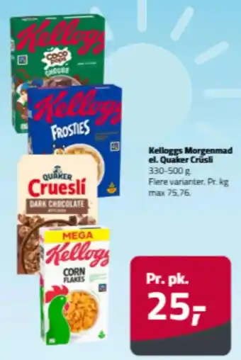 Fleggaard Kelloggs Morgenmad el. Quaker Crusli tilbud