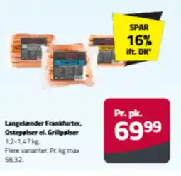 Fleggaard Langelænder frankfurter, ostepølser el. grillpølser tilbud