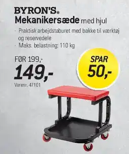 Thansen BYRON'S Mekanikersæde med hjul tilbud