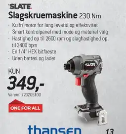 Thansen SLATE Slagskruemaskine 230 Nm tilbud