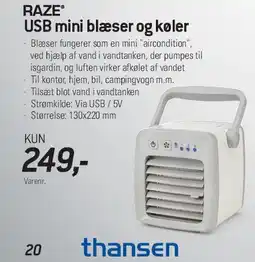 Thansen RAZE USB mini blæser og køler tilbud