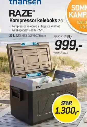 RAZE Kompressor køleboks 20 L