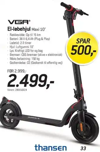 Thansen El-løbehjul Maxi 10 tilbud