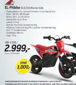 Thansen EL-Pitbike SX-E250 Warrior kids tilbud