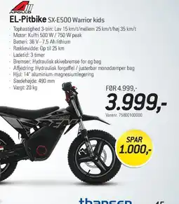 Thansen EL-Pitbike SX-E500 Warrior kids tilbud