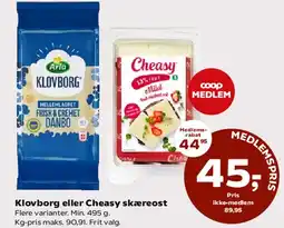 SuperBrugsen Klovborg eller Cheasy skæreost tilbud