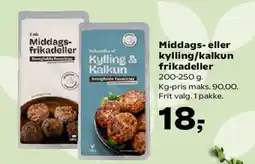 SuperBrugsen Middags- eller kylling/kalkun frikadeller tilbud