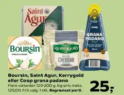 SuperBrugsen Boursin, Saint Agur, Kerrygold eller Coop grana padano tilbud