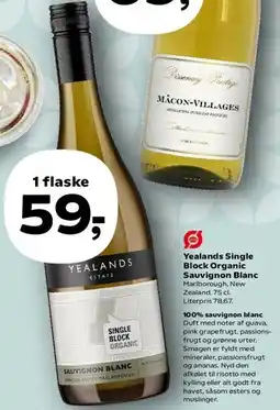 SuperBrugsen Yealands Single Block Organic Sauvignon Blanc tilbud