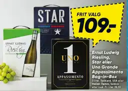 Bilka Ernst Ludwig Riesling, Star eller Uno Grande Appassimento (Bag-in-Box) tilbud