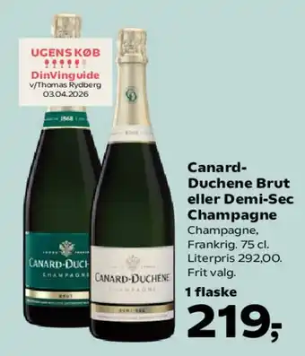 SuperBrugsen Canard-Duchene Brut eller Demi-Sec Champagne tilbud