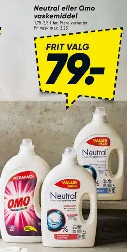 Bilka Neutral eller Omo vaskemiddel tilbud