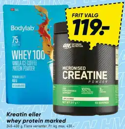 Bilka Kreatin eller whey protein (fri valg) tilbud