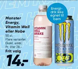 Bilka Monster Energy, Vitamin Well eller Nobe tilbud