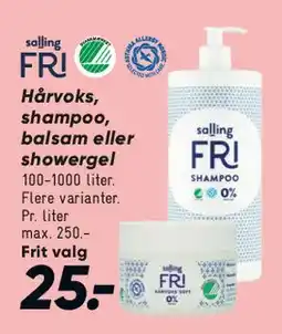 Bilka FRI - hårvoks, shampoo, balsam eller showergel tilbud
