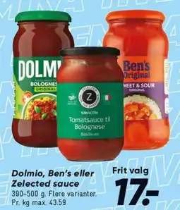 Bilka Dolmio eller Ben's selected sauce tilbud