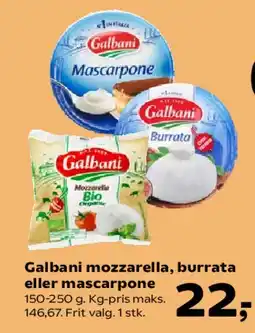 Kvickly Galbani mozzarella, burrata eller mascarpone tilbud