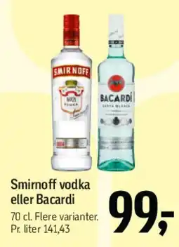 Føtex Smirnoff vodka eller Bacardi tilbud