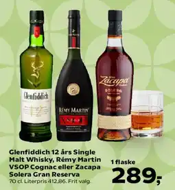 Kvickly Glenfiddich 12 års Single Malt Whisky, Rémy Martin VSOP Cognac eller Zacapa Solera Gran Reserva tilbud