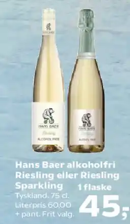 Kvickly Hans Bær alkoholfri Riesling eller Riesling Sparkling tilbud