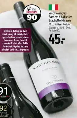 Føtex Vinchio-Vaglio Barbera d'Asti eller Brachetto Nivasso tilbud