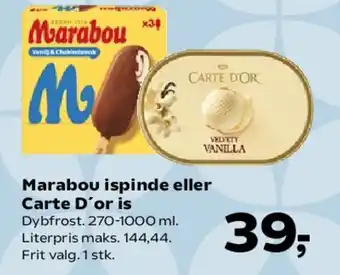 Kvickly Marabou ispinde eller Carte D'or is tilbud