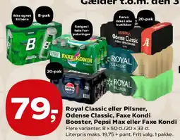 Kvickly Royal Classic/Pilsner, Odense Classic, Faxe Kondi, Pepsi m.fl. tilbud