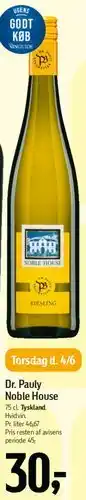 Føtex Dr. Pauly Noble House Riesling tilbud