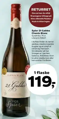 Kvickly Spier 21 Gables Chenin Blanc tilbud