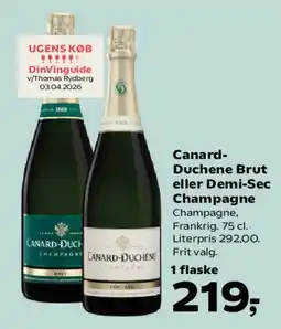 Kvickly Canard-Duchene Brut eller Demi-Sec Champagne tilbud