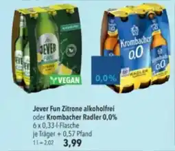 Citti Jever Fun Zitrone alkoholfrei oder Krombacher Radler 0,0% tilbud