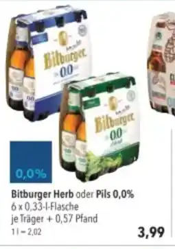 Citti Bitburger Herb oder Pils 0,0% tilbud
