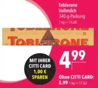 Citti TOBLERONE Vollmilch tilbud